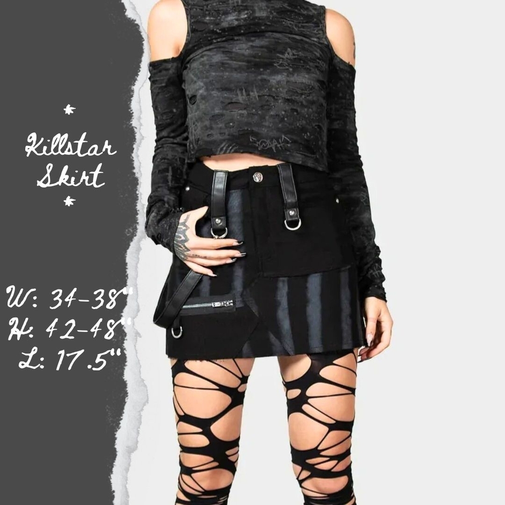 Killstar Carnevil Black and Grey Bondage Mini Skirt Discontinued